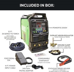 PowerTIG 200DV GTAW-P 110/220v 200AMP ACDC TIG STICK PULSE WELDER EVERLAST