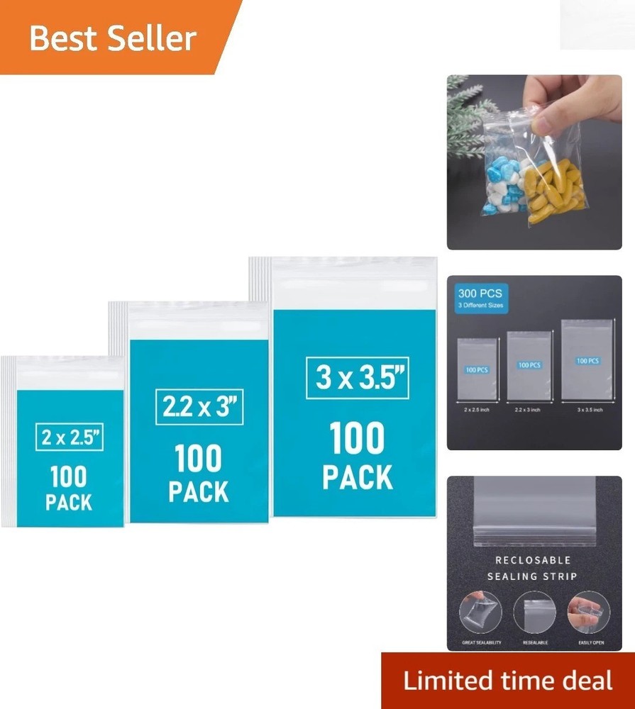Versatile 300 PCS Assorted Plastic Bags – Mini Storage Solutions for Crafts