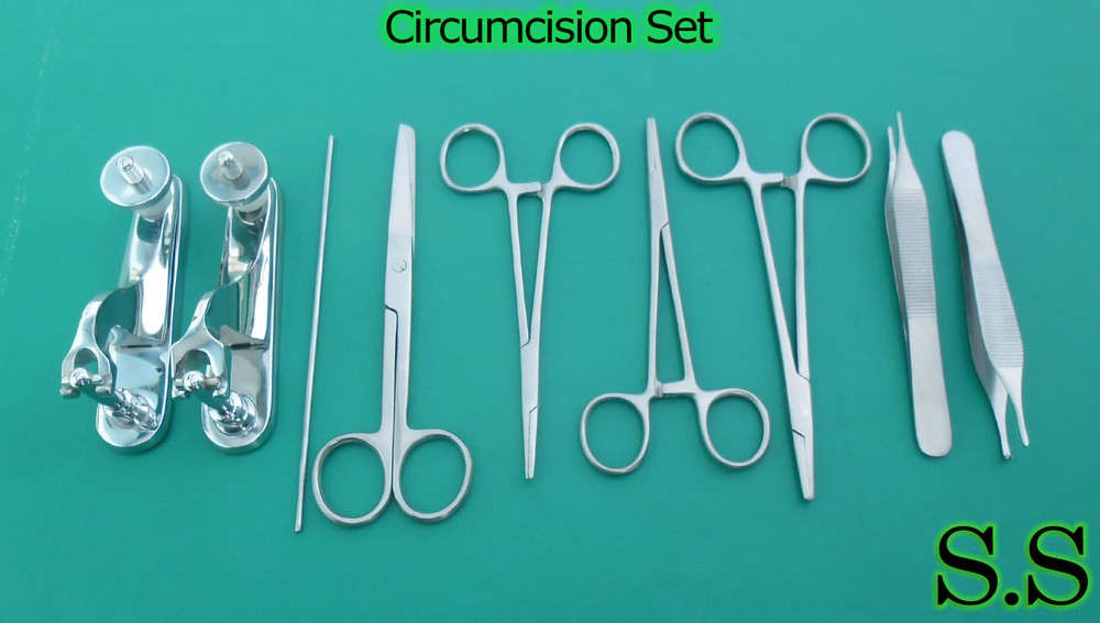 Circumcision Set c/w”2 Gomco” style clamp 1.3cm+1.45cm, s/s & 6 s/s inst DS-833