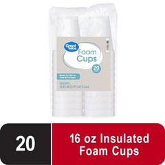 Foam Cups 16 oz 3 Pack of 20 Disposable Coffee Cups Insulated Hot Drink Cups