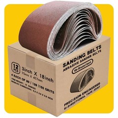 12 Pcs 1×30 Sanding Belts Aluminum Oxide 80 120 150 Grits for Sander