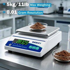 High Precision 5000g Digital Scale – Lab, Jewelry, Kitchen Balance w/ Calibratio