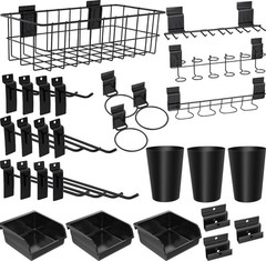 28 Pieces Slatwall Accessories Organizer Kit with Slatwall Hooks, Slatwall Bi