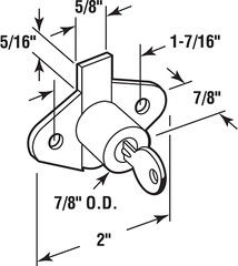 U 9947 Diecast Drawer and Cabinet Lock, Fits 7/8 Inch Max Panel Thickness, Brass