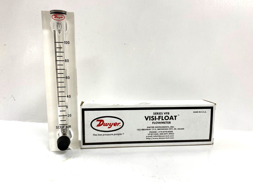 DWYER FLOW METER VFB-53-SSV 690 KPA 100 PSIG MAX 120 DEGREES F MAX