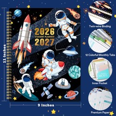 Student Planner 2026-2027 – School 9 X 11 inches, 136 pages, BLACK