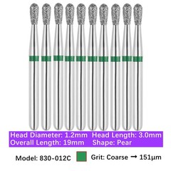 Vakker Dental Pear FG Diamond Bur 830-012C Coarse 10/pk