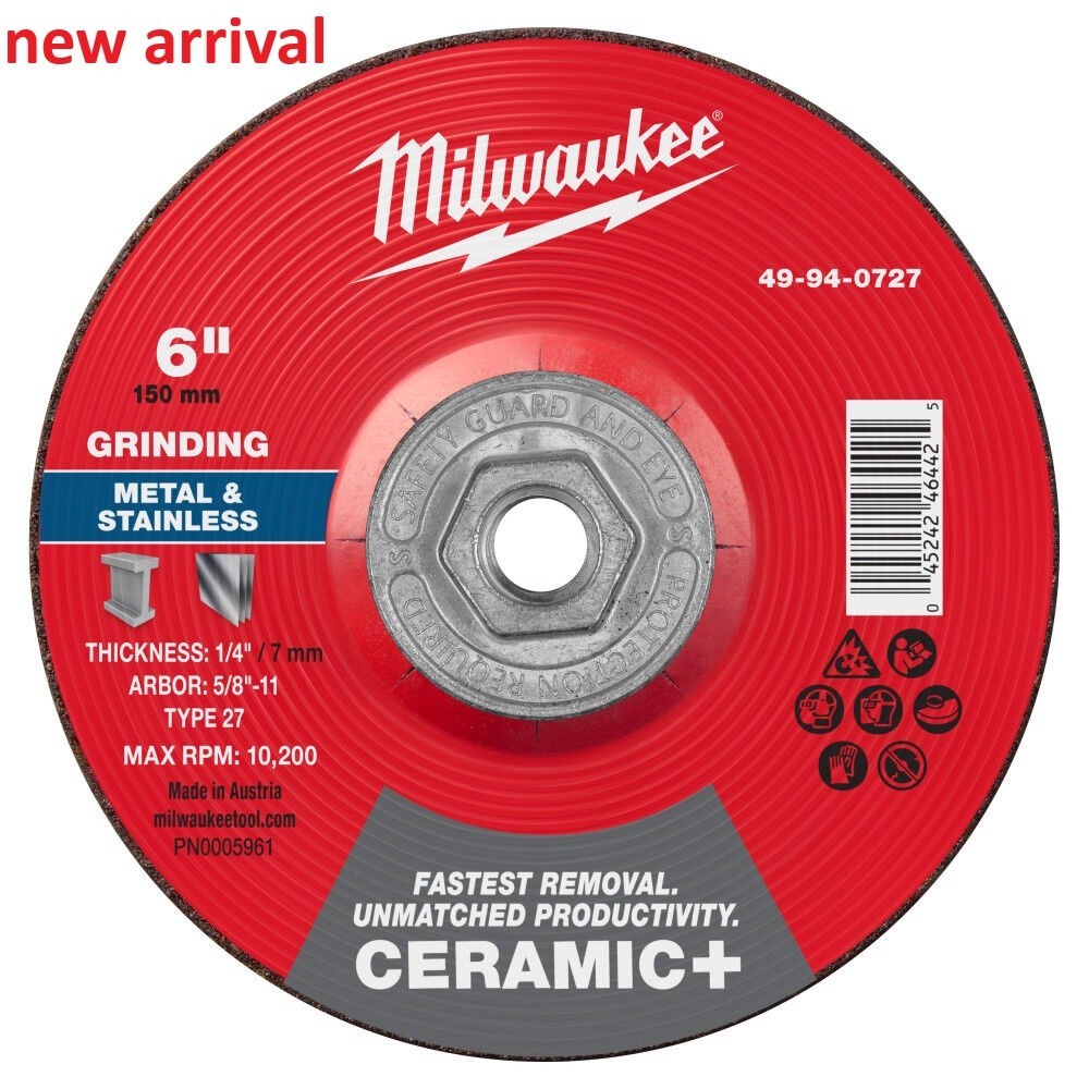 Milwaukee 49-94-0727 6″ Ceramic Metal Grinding Wheel Type 27 NEW