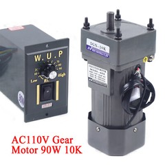 110V 90W AC Gear Motor Electric Motor Variable Reducer Speed Controller 1:10 US