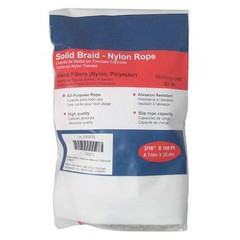 Zoro Select 12U273 Rope, Nylon, Braided, 3/16 In. Dia., 100Ft L, 12U273