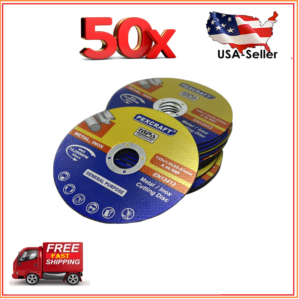 50 Pack 5″ Cut Off Wheel 125 x 1 x 22mm Metal & Stainless Steel Cutting Disc