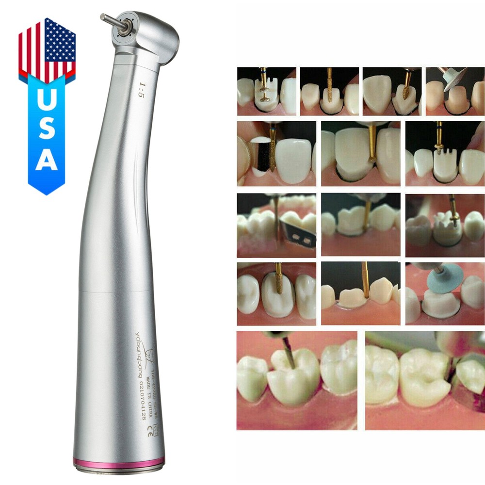 Dental 1:5 1:1 Fiber Optic LED / No-LED Contra Angle Handpiece Inner Water Spray