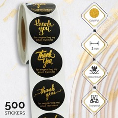 500 Pcs 2 Inch Thank You for Supporting My Small Business 2 Inch, Black 1