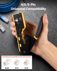 VEVOR Crimping Tool Ethernet Crimper for RJ45/RJ11/RJ12 4/6/8-Pin Modular Plugs