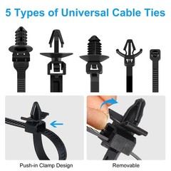 160pcs Push Mount Cable Zip Ties 5 Sizes Self Locking Cable Strap Assortment Kit