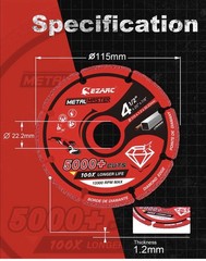 EZARC Diamond Cutting Wheel 4 1/2 x 7/8 Inch for Metal, Cut Off Wheel with 5000+