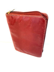 FRANKLIN COVEY Red Leather Zippered Compact Binder