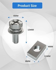 Motorcycle Battery Terminal Bolts and Nuts,12 Pack M6 X 12 Mm Bolt Square Nut…