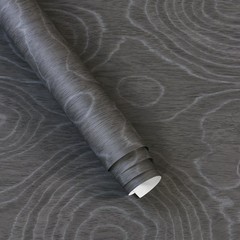 16″x354″ Dark Grey Peel and Stick Wallpaper Growth Rings Wood Textured Contac…