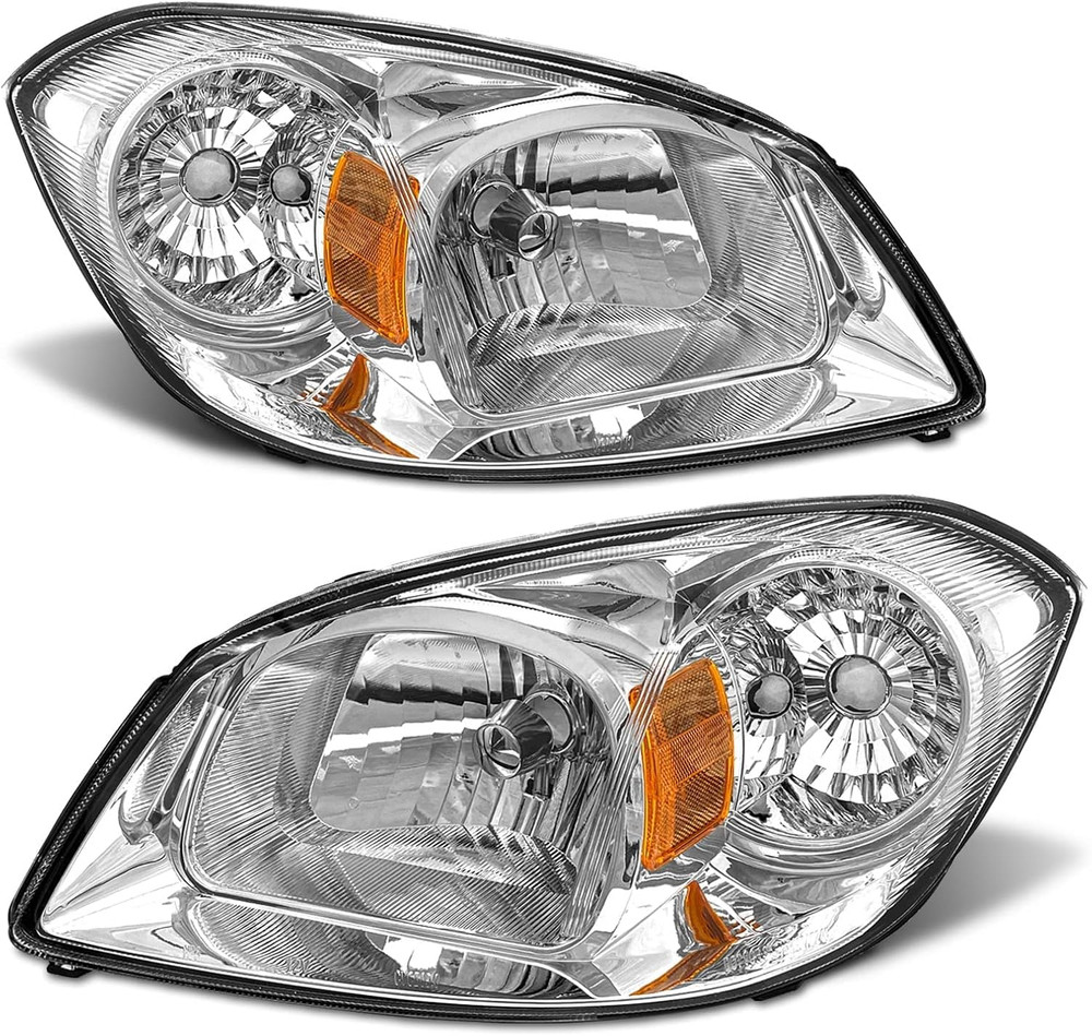 2005-2010 Chevy Cobalt Pontiac G5 Pursuit Headlights Chrome Amber Left Right