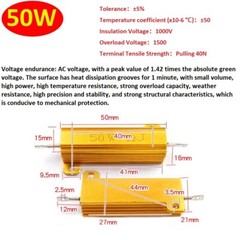 50W RX24 Aluminium Wire wound Power Resistors 5% J 0.01Ω 1Ω 2Ω 3Ω to 300KΩ/Ohm
