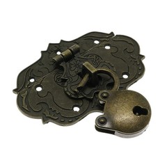 Antique Embossing Decorative Brass Hasp Clasp Latch Lock with Screws for Jewe…