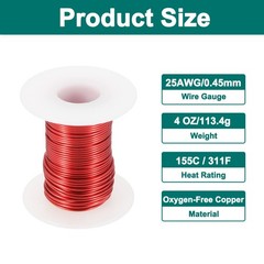 25 AWG Magnet Wire 25 Gauge 4 oz Enameled Copper Wire 155C(311F) Red White