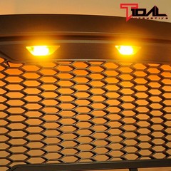 13-18 Ram 1500 Front Hood Grille Amber LED Lights ABS Shell