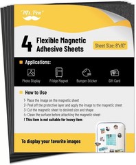 Customizable 8″ x 10″ Adhesive Magnetic Sheets – 4 Pack for Unlimited Creativity