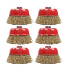 6 Pack Wire Cup Brush 4 Inch Coarse Crimped Cup Brush with 5/8 Inch Arbor