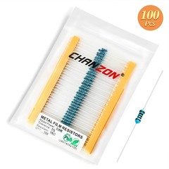 100pcs 1K 1000 Ω ohm Resistor 1/4W 0.25W Metal Film Fixed Resistor 0.01 ±1% T…