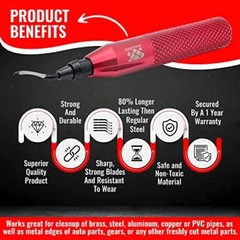 Deburring Tool with 11 High Speed Steel Blades, Works on Metal, Resin, PVC Pipes