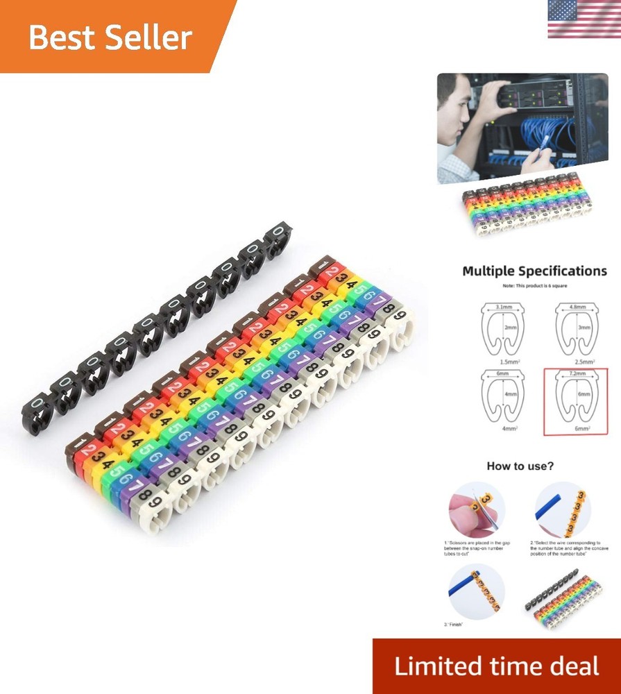 Multicolor Wire Markers – 100 PCS KCM-6MM Plastic Labels for Easy Identification