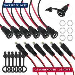 6 Sets 5.5 x 2.1mm DC Power Jack Threaded Female Panel Mount Barrel Connector Ad