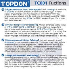 TOPDON TC001 Thermal Camera for Android & PC USB C 256×192 IR High Resolution