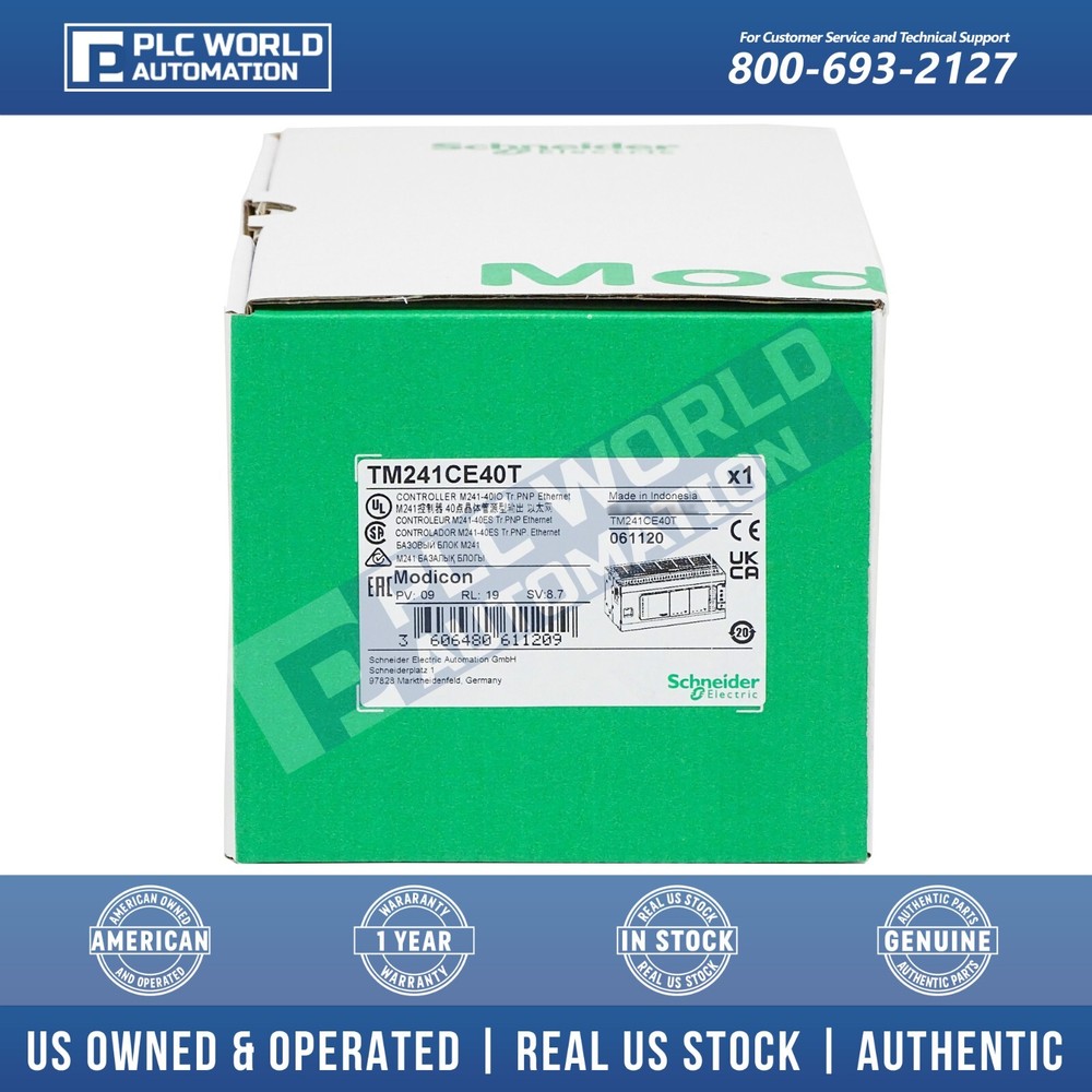 Schneider Electric TM241CE40T Modicon M241, PNP Transistor Outputs, Brand New