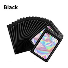 100-200Pcs Resealable Holographic Mylar Foil Bags Smell Proof Zip Seal Pouches