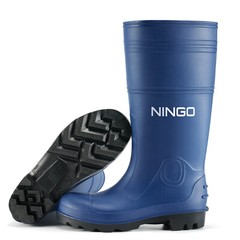 NINGO Men Steel Toe PVC Rain Boots Waterproof Cushioning Safety Work Boots Farm