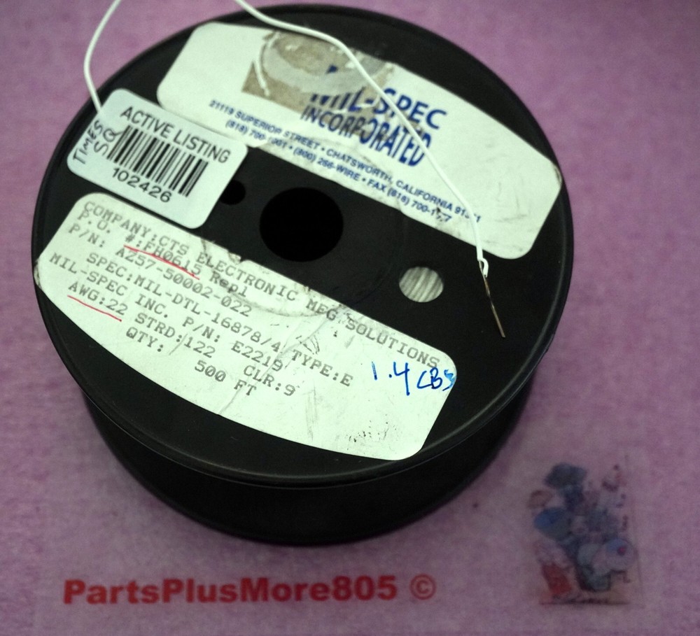 Approx. 200′ Bal. of Reel 1.4 lbs. M16878/4 22 AWG PTFE SINGLE CONDUCTOR White