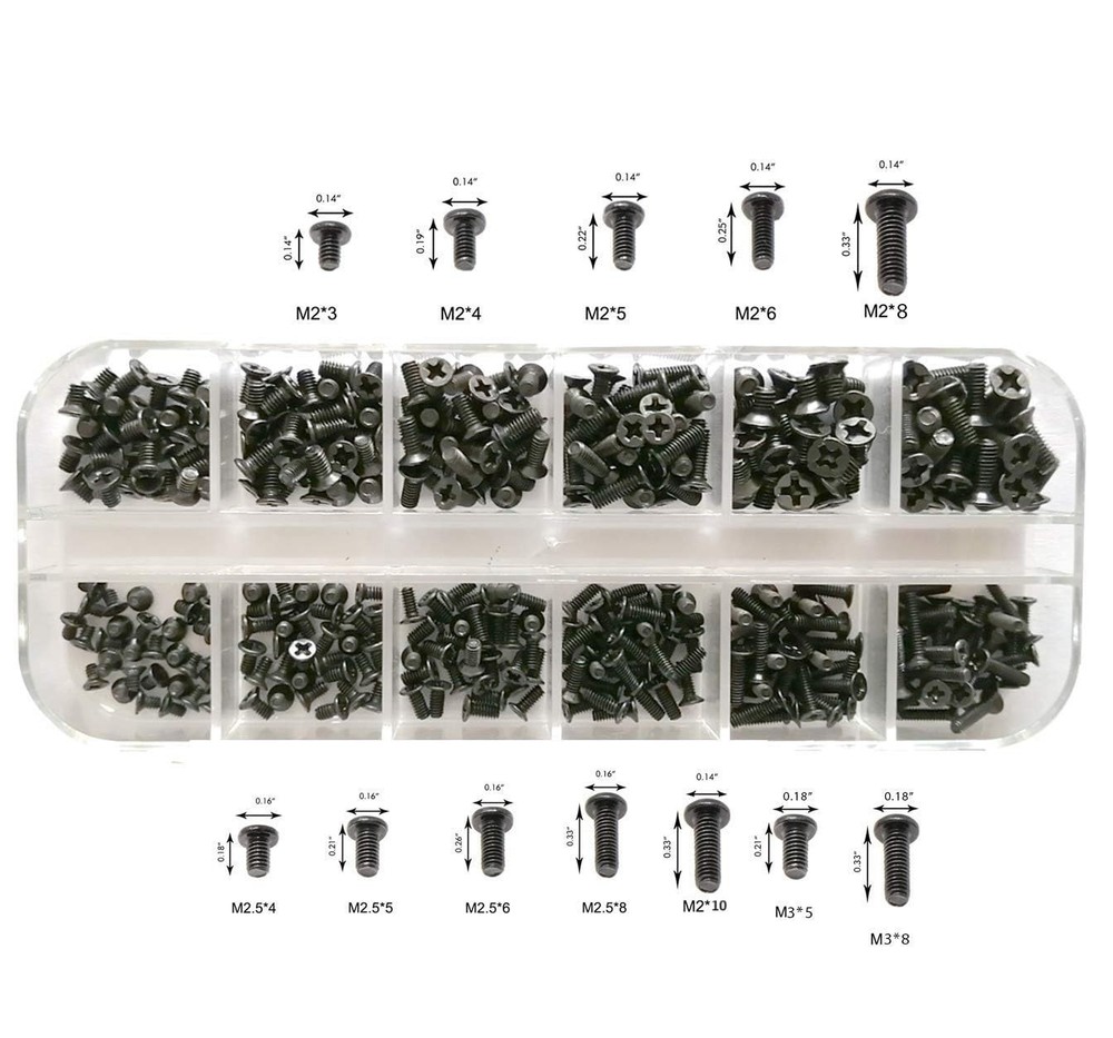 360PCS Laptop Screw Kit M2 M2.5 M3 Black Assortment Lenovo HP Dell Asus Repair