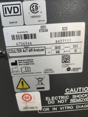 Beckman Coulter Act-diff machine 2017 Model Parts Unit
