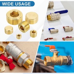 3/8″ NPT Male Pipe Plug Fitting, 5Pcs Brass Hex Counter Sunk Pipe Plug