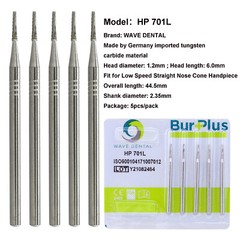 Wave Dental Surgical Burs For Straight Handpiece Taper Fissure Carbide HP 44.5mm