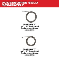 NEW Replacement Cable Drop Head Cable 1/4in x 25ft TRAPSNAKE Drum Auger