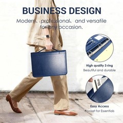 Faux Leather Portfolio with Handle, 3-Ring Padfolio Organizer for 13.9-Inch L…