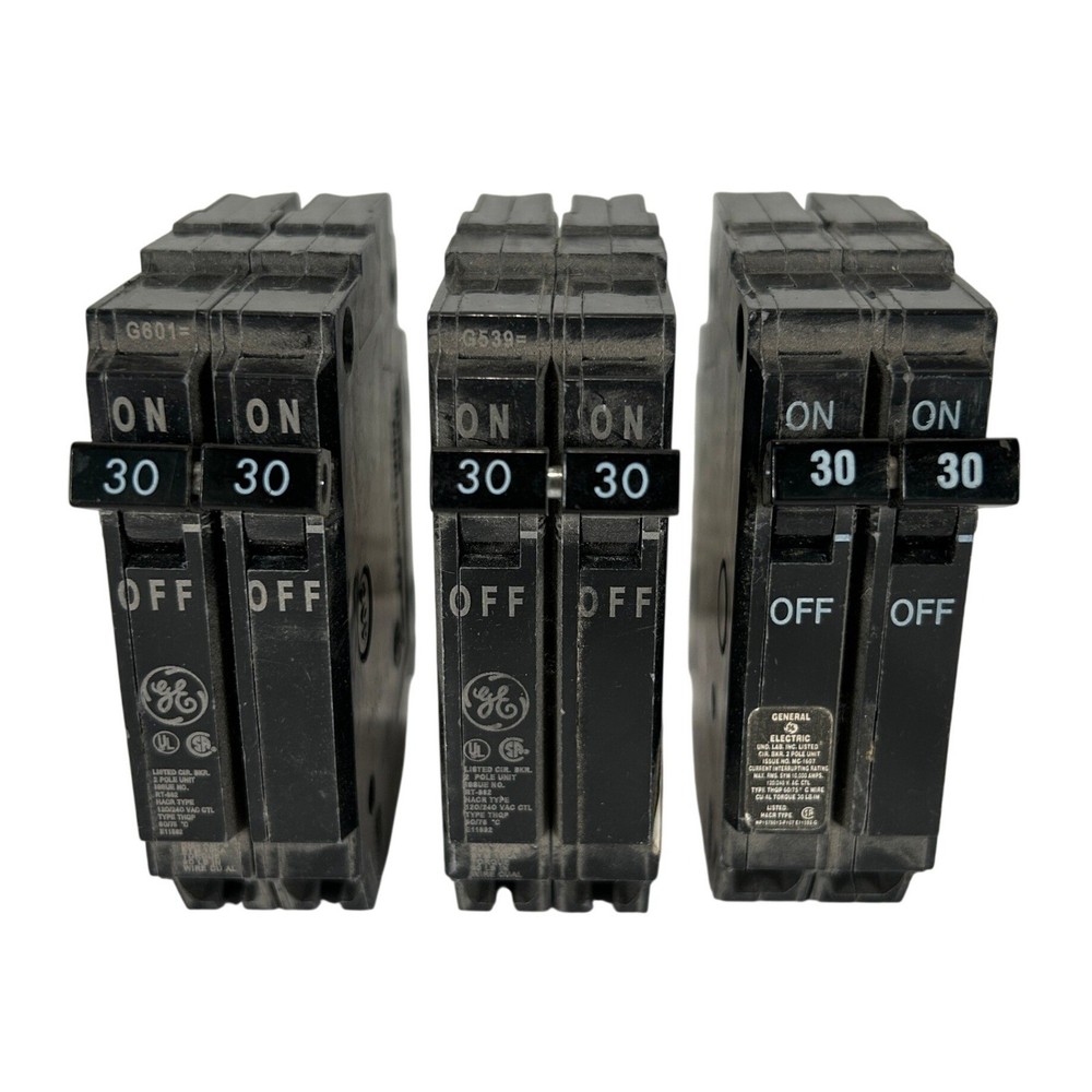 3 Pack of GE General Electric THQP230 30 Amp 240V 2 Pole Circuit Breaker