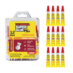 Super Glue 15187 Instant Adhesive, 0.07 Fl Oz, Tube, Clear, Pk12