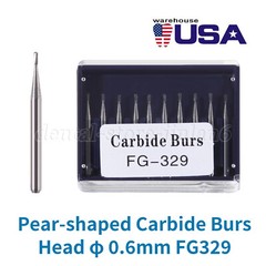 10 Pcs Dental Carbide Burs Pear-Shaped Type High Speed Tungsten Steel Bur FG329