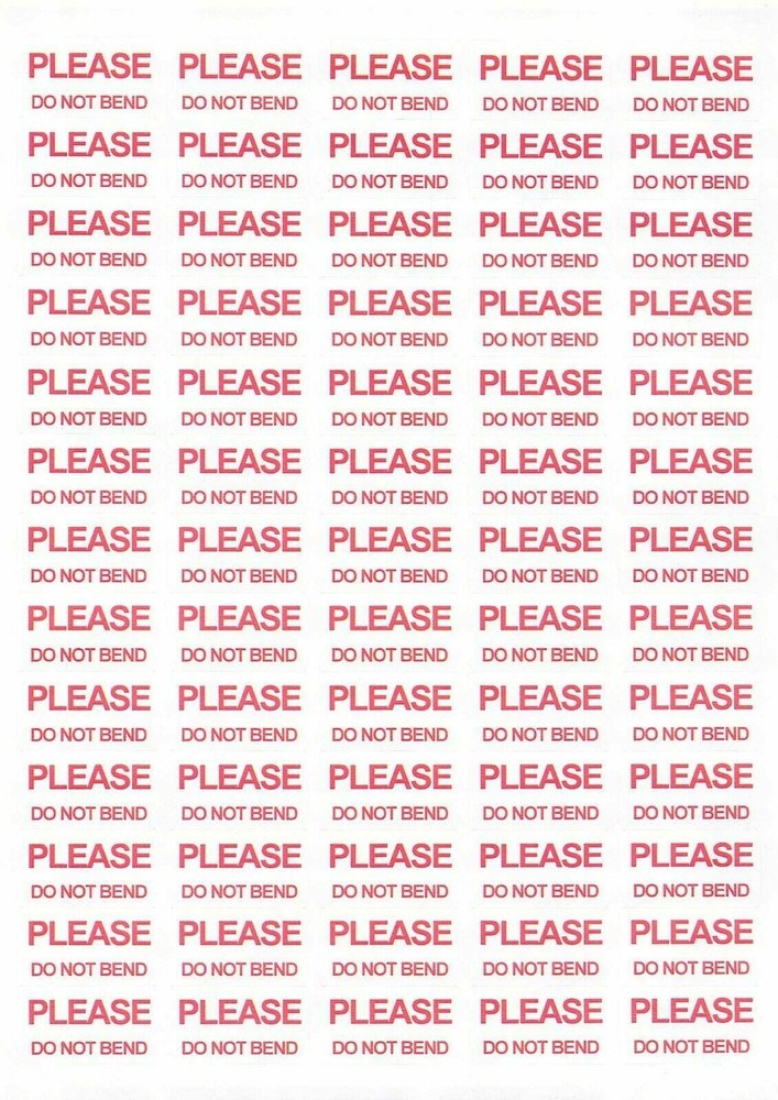 Please Do Not Bend Labels Stickers Self Adhesive Printed Post Mail