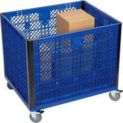Vented Wall Bulk Container with Casters 39-1/4″L x 31-1/2″W x 29″H Blue